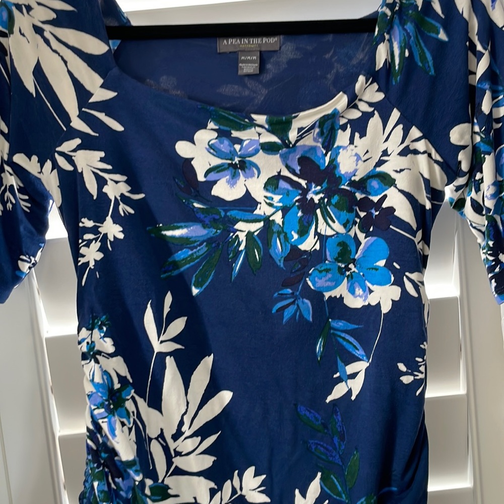 A Pea in the Pod medium blue maternity dress
